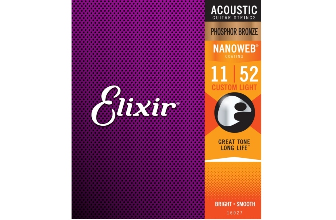 corzi chitară acustică Elixir Nanoweb Acoustic Ph Bronze Custom Light 16027