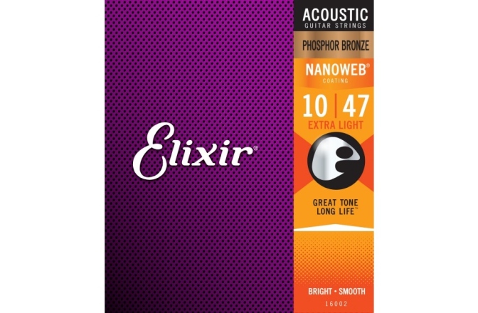 corzi chitară acustică Elixir Nanoweb Acoustic Ph Bronze Extra Light 16002