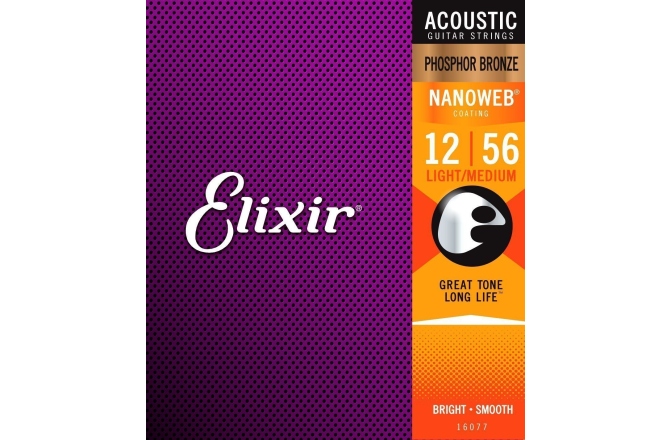 Corzi chitară acustică Elixir Nanoweb Acoustic Ph Bronze Light-Medium 12-56 16077