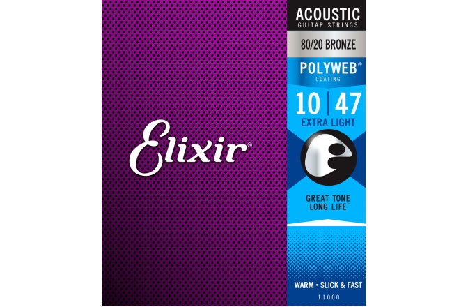 Corzi chitară acustică Elixir Polyweb Acoustic 80/20 Extra Light 11000
