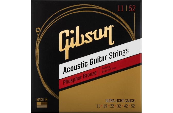 Corzi chitară acustică Gibson SAG-PB11 Phosphor Bronze Acoustic Ultra Light 11-52