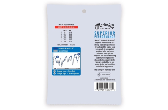 Strings acoustic guitar Martin Guitars MA-140 Authentic Acoustic Light