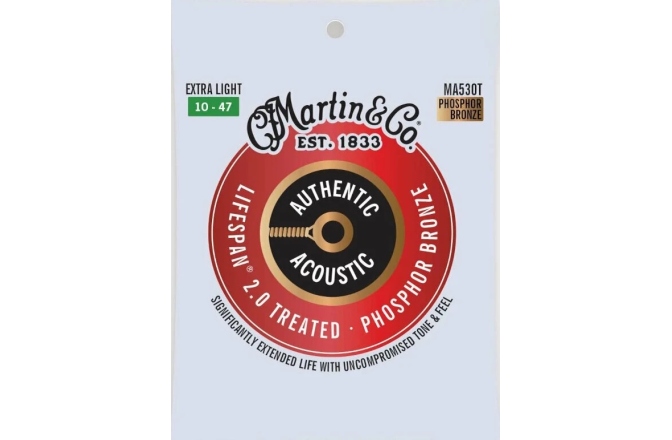 Struny akustickej gitary Martin Guitars MA-530T Authentic Treated Extra Light