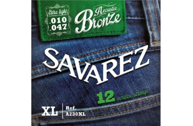 Corzi chitară acustică Savarez A230XL Acoustic 12 Strings Extra Light 010 - 047 