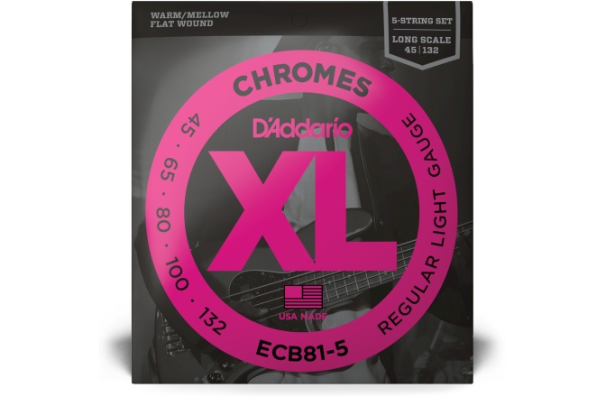 Corzi chitară bas Daddario ECB81-5 5-String Light 45-132 Long Scale