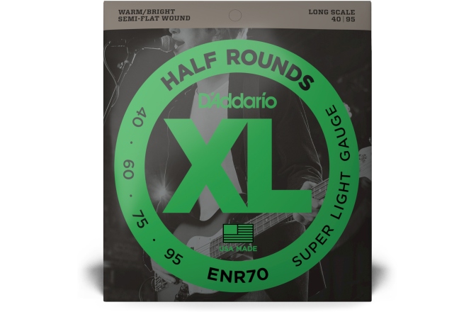 Corzi chitară bas Daddario ENR70 Half Round Super Light  40-95 Long Scale