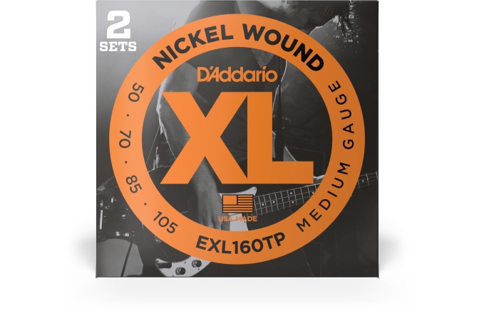Corzi chitară bas Daddario EXL160TP Medium 50-105 2 Sets Long Scale