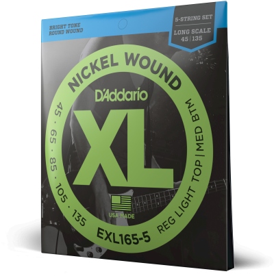 Daddario Corzi chitară bas EXL165 5-String Custom Light 45-135 Long Scale