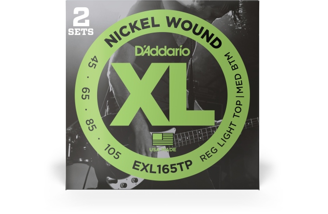 Corzi chitară bas Daddario EXL165TP  Custom Light 45-105 2 Sets Long Scale