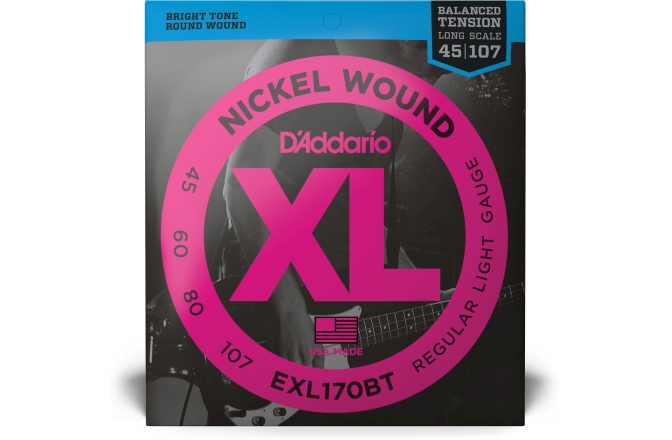 Corzi chitară bas Daddario EXL170BT Balanced Tension Regular Light 45-107 Long Scale