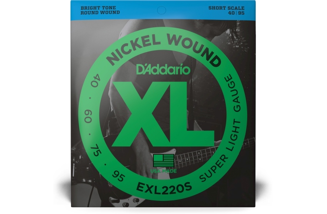 Corzi chitară bas Daddario EXL220S Super Light 40-95 Short  Scale