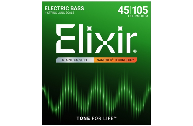 bass guitar strings Elixir Nanoweb Electric Bass Stainless Steel 45-105 Light Medium