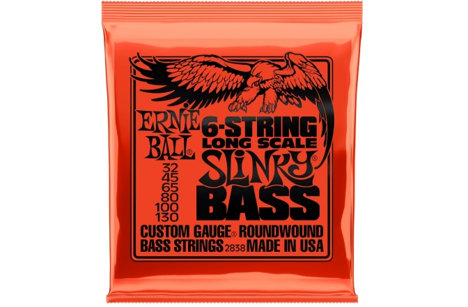 Corzi chitară bas Ernie Ball Nickel Wound 6 String Slinky Long Scale Bass 32-130 2838