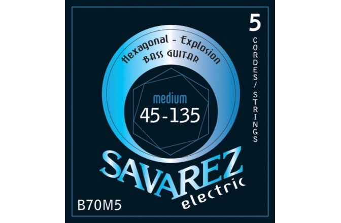 Corzi chitară bas Savarez B70M5 Hexagonal Explosion 5-str. Medium-Light