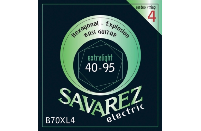 Corzi chitară bas Savarez B70XL4 Hexagonal Explosion 4-str. Ex-Light