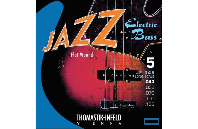 Corzi chitara bas  Thomastik  Jazz Bass series nickel flat wound round core 0.136