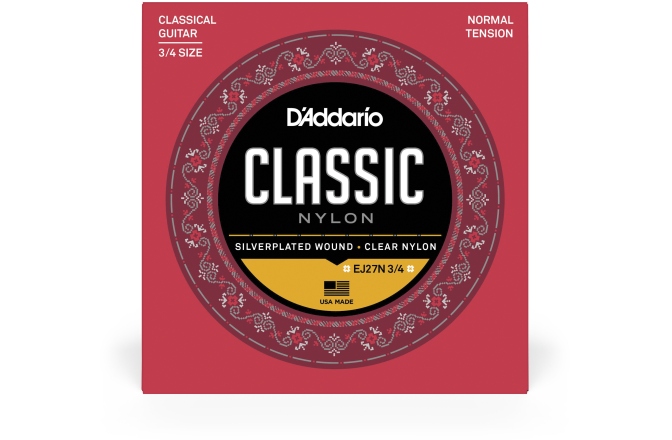 Corzi chitară clasică Daddario EJ27N 3/4 Student Nylon Fractional Normal Tension
