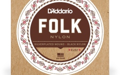 Corzi chitară clasică Daddario EJ32 Folk Ball End Silver Wound/Black Nylon Trebles