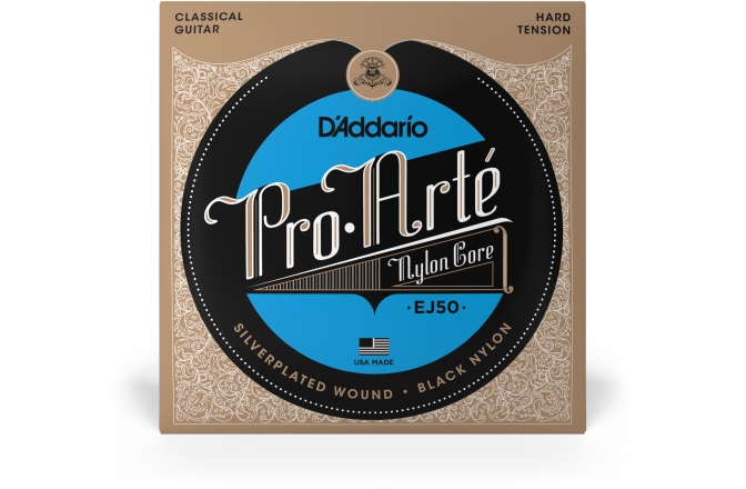 Corzi chitară clasică Daddario EJ50 Pro-Arte Black Nylon Hard Tension