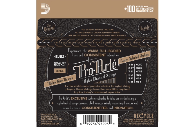 Corzi chitară clasică Daddario EJ52 Pro-Arte Alto Guitar Strings Normal Tension