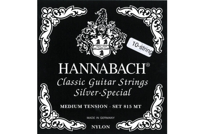 Corzi chitară clasică Hannabach Corzi chitara clasica Serie 815 Pt chitare cu 8/10 corzi / Medium tension Silver special Set 10 corzi medium
