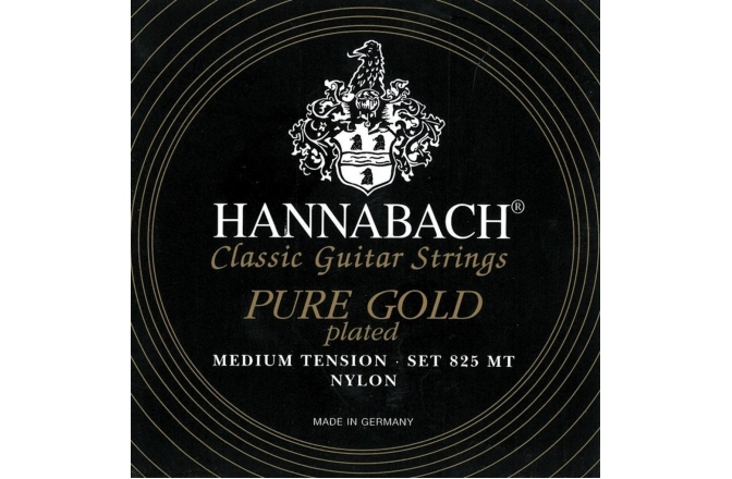 Corzi chitară clasică Hannabach Corzi chitara clasica Serie 825 Medium tension Placare speciala cu aur D4w