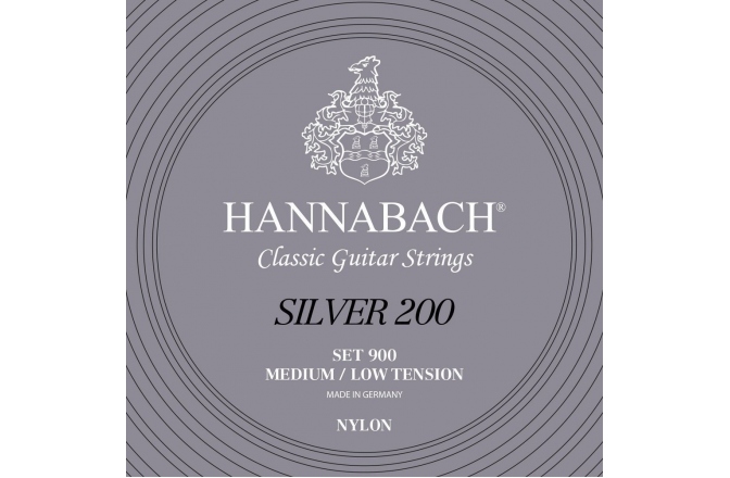 Corzi chitară clasică Hannabach Corzi chitara clasica Serie 900 Medium/Low Tension Silver 200 3er Bass med-low