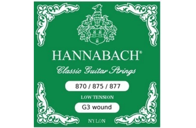 Corzi chitară clasică Hannabach LT Nylon wound G3 crom