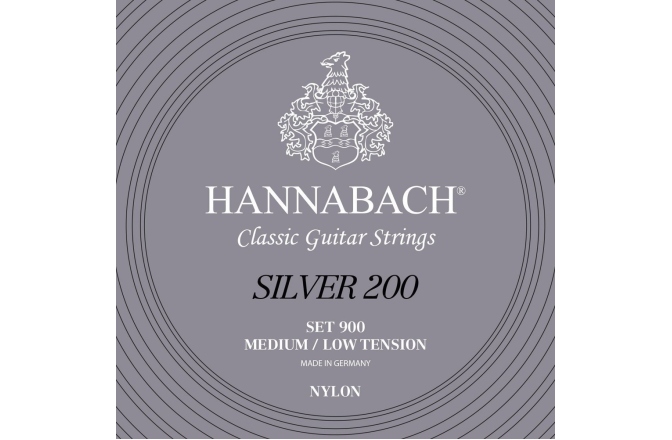 Corzi chitară clasică Hannabach Serie 900 MT/LT Silver 200 Set 3 bass