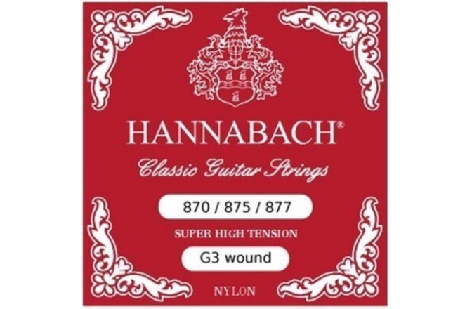 Corzi chitară clasică Hannabach SHT Nylon wound G3 crom