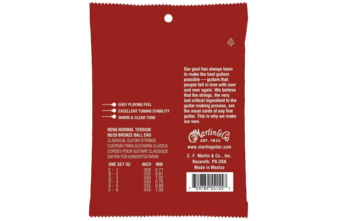 Corzi chitară clasică Martin Guitars M260 Classical Normal Tension Bronze Ball End