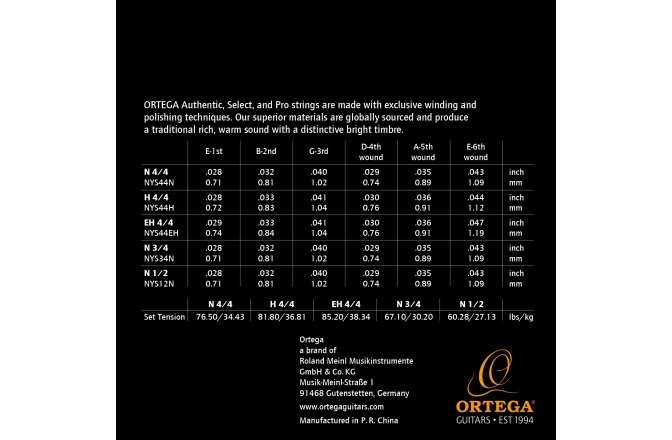 Corzi chitară clasică Ortega CMS "Select" for Classical Guitar - 1/2 Scale / Regular Nylon / Normal Tension .028/.043