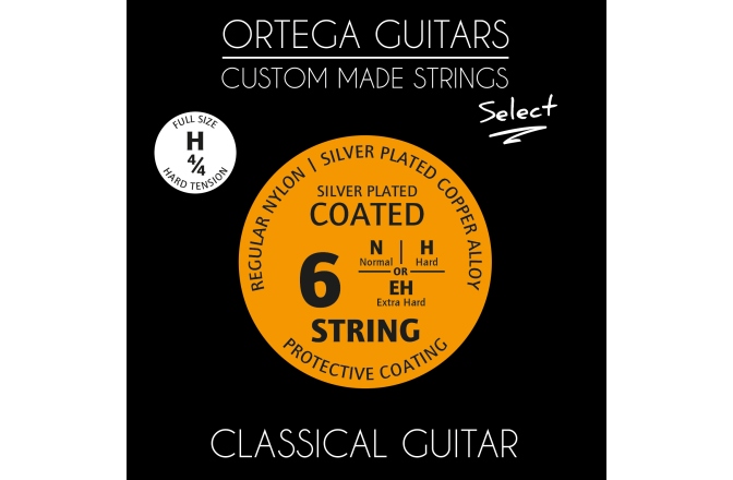 Corzi chitară clasică Ortega Custom Made Strings "Select" for Classical Guitar - 4/4 Scale / Regular Nylon / Hard Tension .028/.044