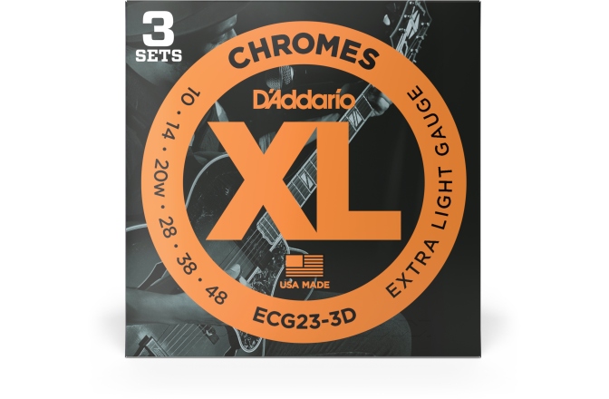 Corzi chitară electrică Daddario ECG23 Chromes Flat Wound Extra Light 10-48 3 Sets