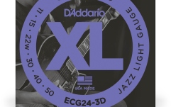 Corzi chitară electrică Daddario ECG24-3D Chromes Flat Wound Jazz Light 11-50 3 Sets