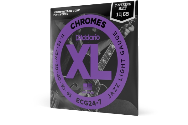 ECG24-7 Chromes Flat Wound 7-String Jazz Light 11-65