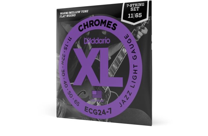 Corzi chitară electrică Daddario ECG24-7 Chromes Flat Wound 7-String Jazz Light 11-65