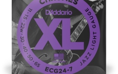 Corzi chitară electrică Daddario ECG24-7 Chromes Flat Wound 7-String Jazz Light 11-65