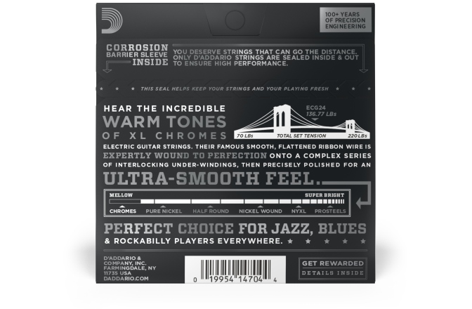 Corzi chitară electrică Daddario ECG24 Chromes Flat Wound Jazz Light 11-50