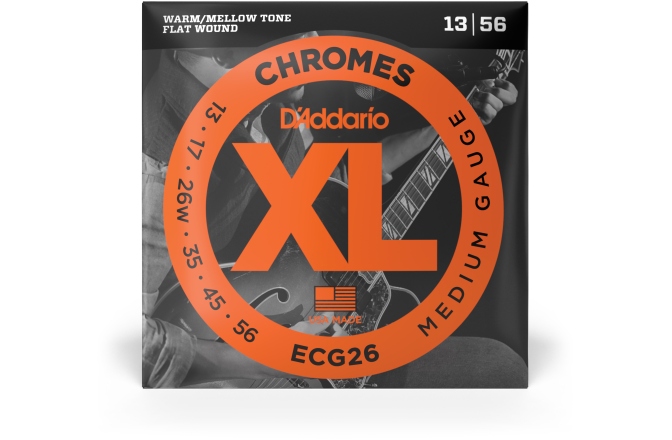 Corzi chitară electrică Daddario ECG26 Chromes Flat Wound Medium 13-56