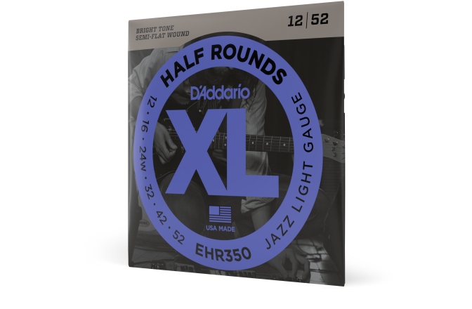 Corzi chitară electrică Daddario EHR350 Half Round Jazz Light 12-52