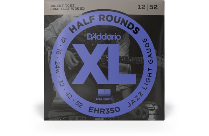 Corzi chitară electrică Daddario EHR350 Half Round Jazz Light 12-52