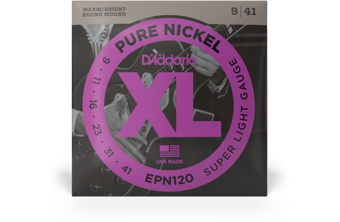 Corzi chitară electrică Daddario EPN120 Pure Nickel Super Light 09-41