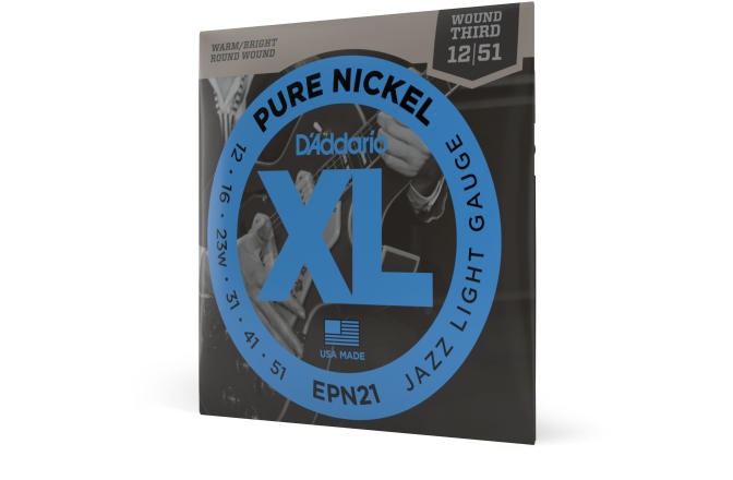 Corzi chitară electrică Daddario EPN21 Pure Nickel Jazz Light 12-52