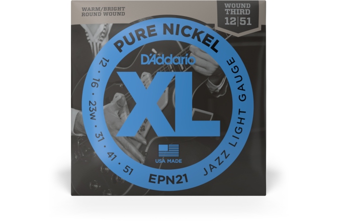 Corzi chitară electrică Daddario EPN21 Pure Nickel Jazz Light 12-52