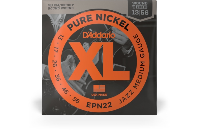 Corzi chitară electrică Daddario EPN22 Pure Nickel Jazz Medium 13-56