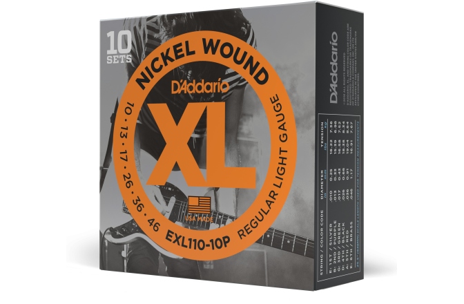 Corzi chitară electrică Daddario EXL110-10P Nickel Wound Regular Light 10-46