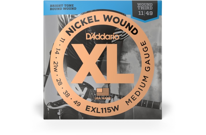 Corzi chitară electrică Daddario EXL115w Nickel Wound Medium/Blues-Jazz Rock Wound 3rd 11-49