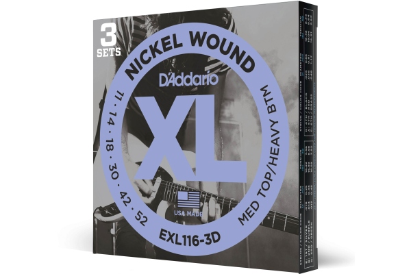 EXL116-3D Nickel Wound Medium Top/Heavy Bottom 11-52 3 Sets