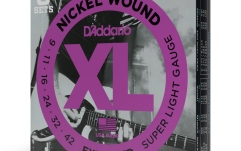 Corzi chitară electrică Daddario EXL120-3D Nickel Wound Super Light 09-42 3 Sets